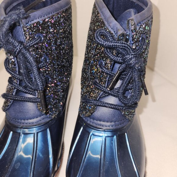 Jessica Carlyle Girls Size 2 Blue Sparkle, Glitter Rainboots GAVIN-04T - Picture 3 of 8